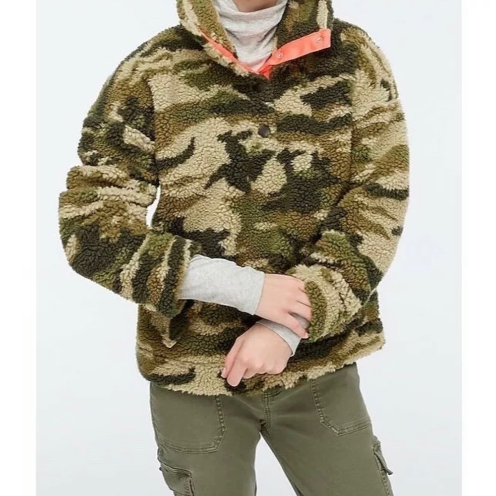 NWT JCREW Sherpa Camo Fleece Jacket